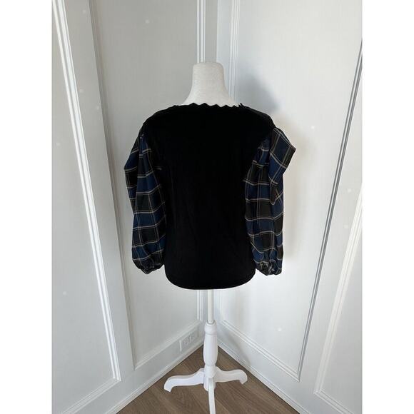 Anthropologie Current Air Womens Puff Sleeve Contract Pop Over Blouse Size Small - Picture 2 of 15